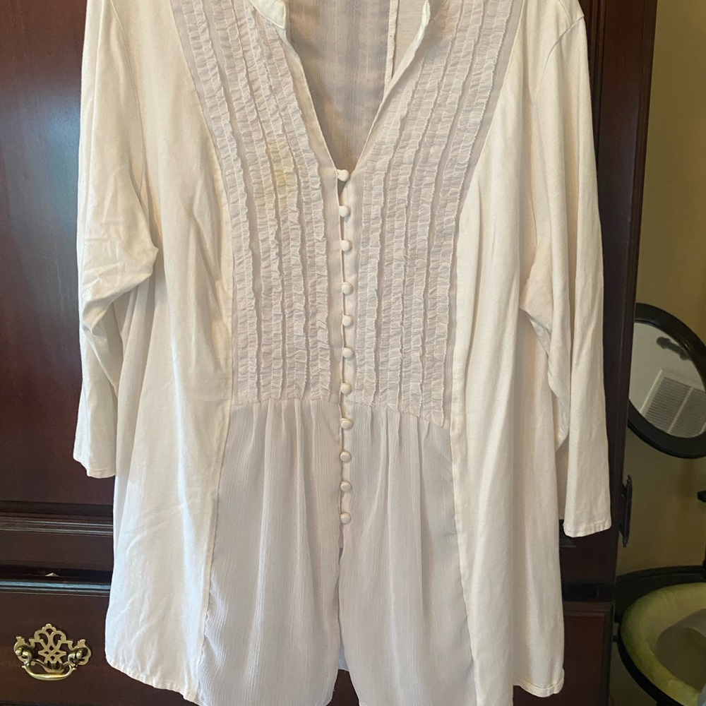 Coldwater Creek White Button-Down Shirt